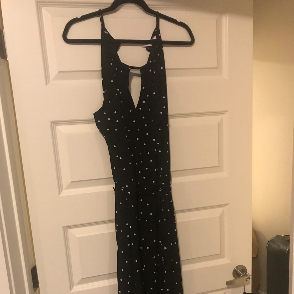 Black and White polka dot, wide leg pantsuit